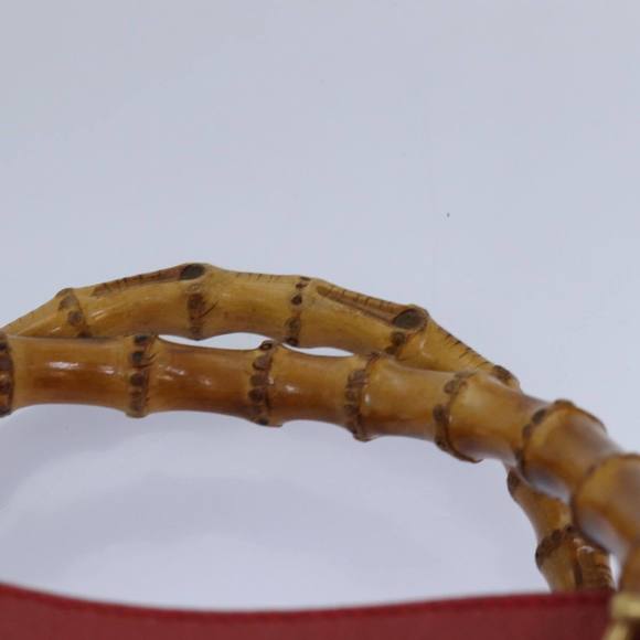 GUCCI Bamboo Hand Bag Leather Red 002 1186 0260 Auth ep4665 - Picture 8 of 16